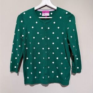 Talbots Oprah Collection Women Sp Green Embroidery Dot Cardigan Office Work